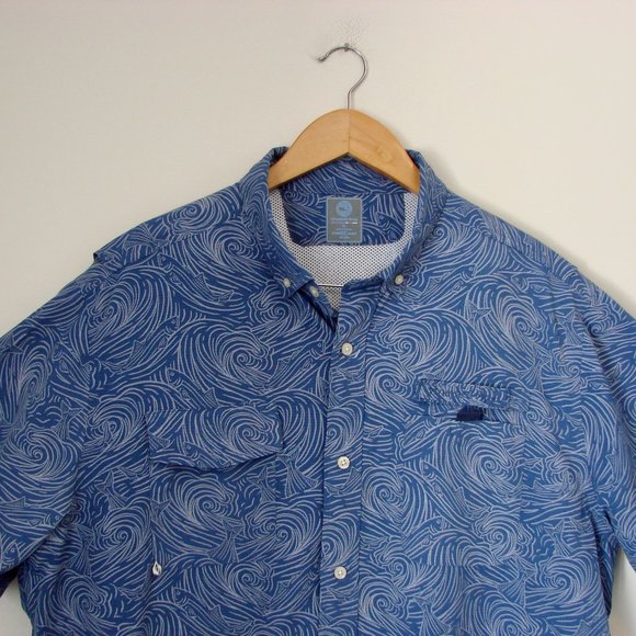 Vineyard Vines Harbor Shirt Surf No Turf Short Sleeve Fish Print Button Down XL - Picture 3 of 16